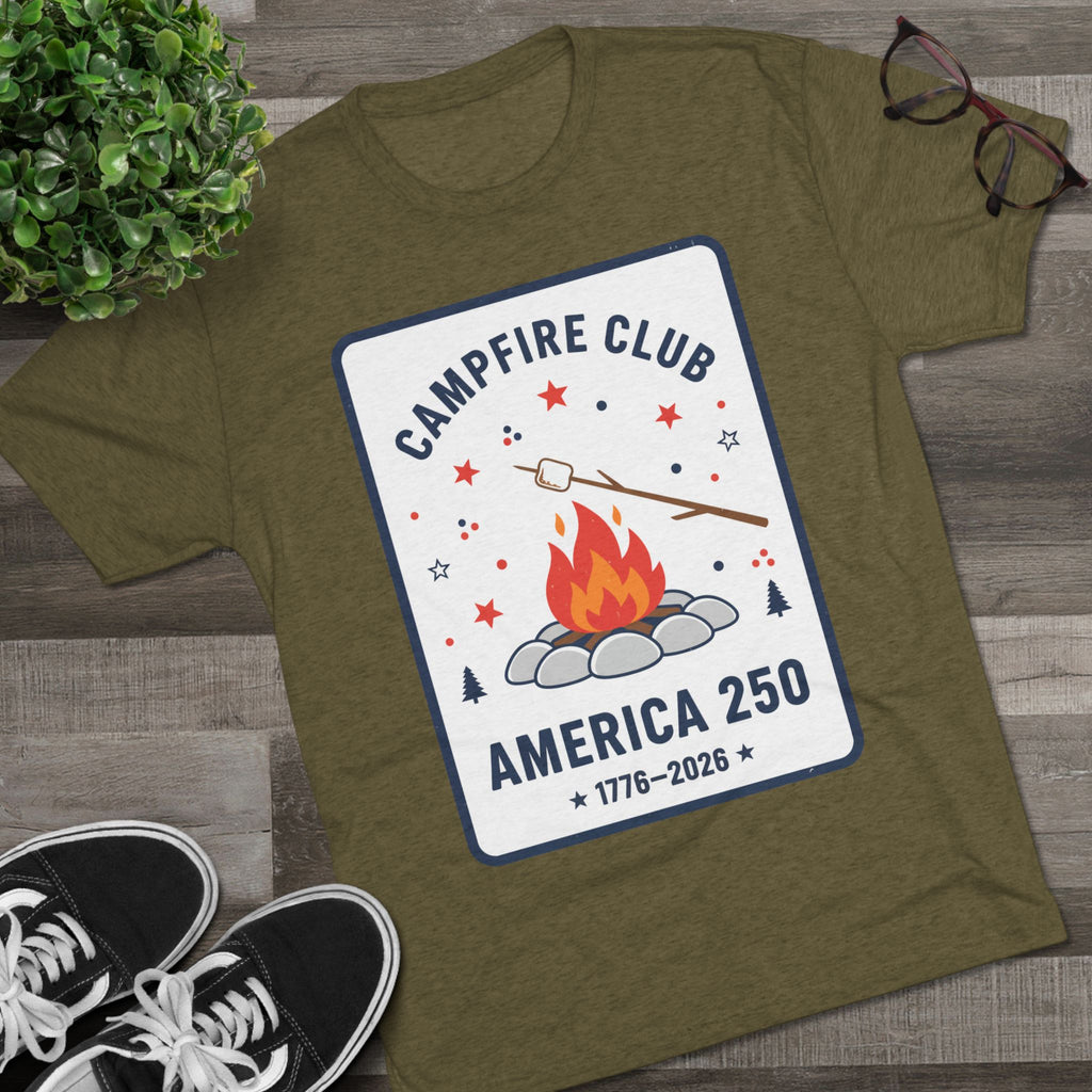 Campfire Club America 250 T‑Shirt — 1776–2026 Patriotic Camping Tee