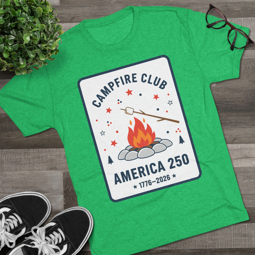 Campfire Club America 250 T‑Shirt — 1776–2026 Patriotic Camping Tee