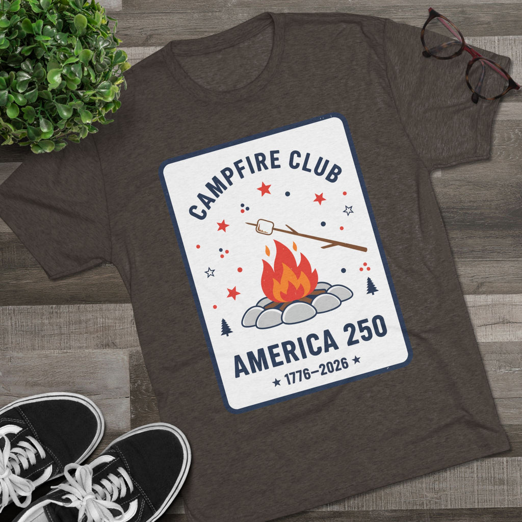 Campfire Club America 250 T‑Shirt — 1776–2026 Patriotic Camping Tee