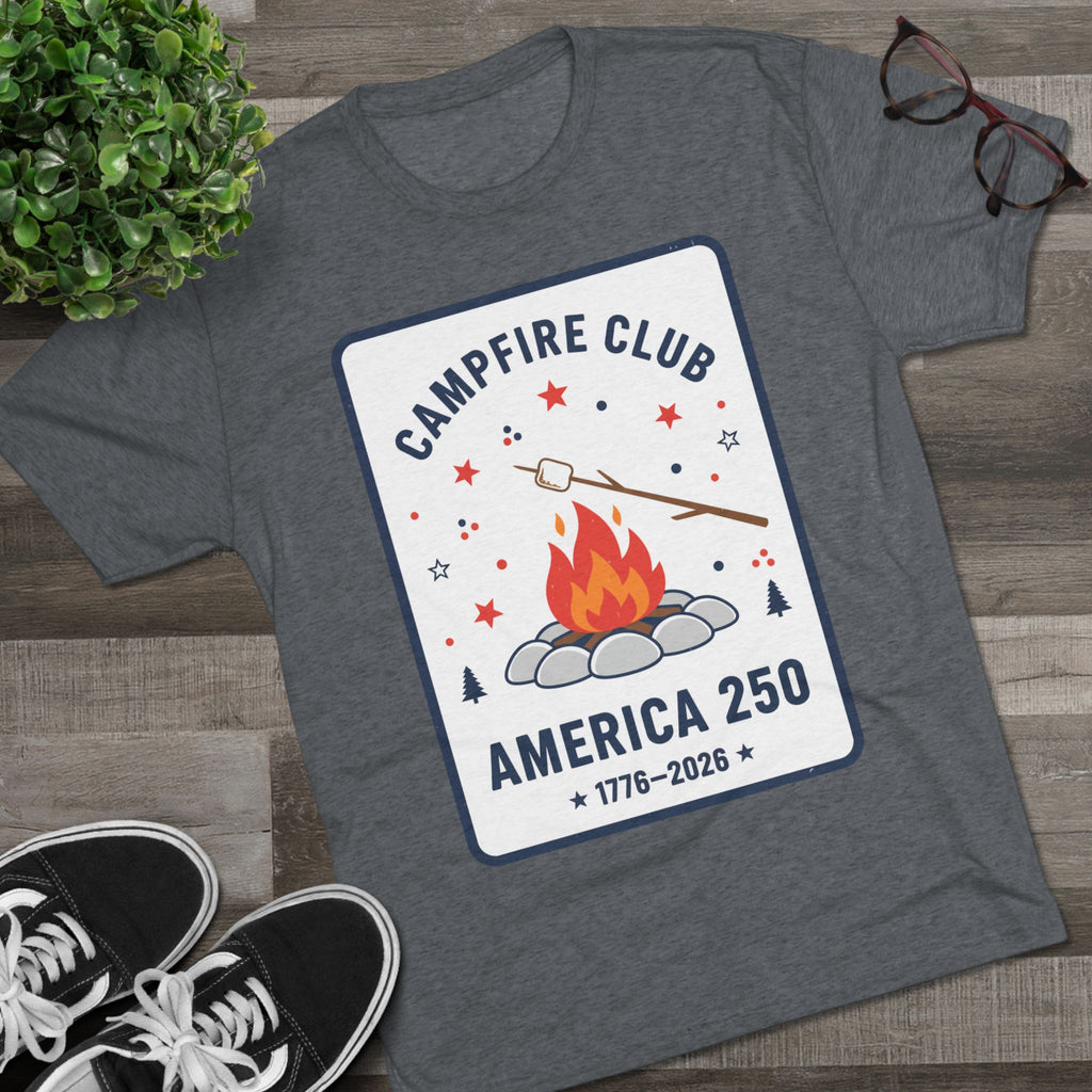 Campfire Club America 250 T‑Shirt — 1776–2026 Patriotic Camping Tee