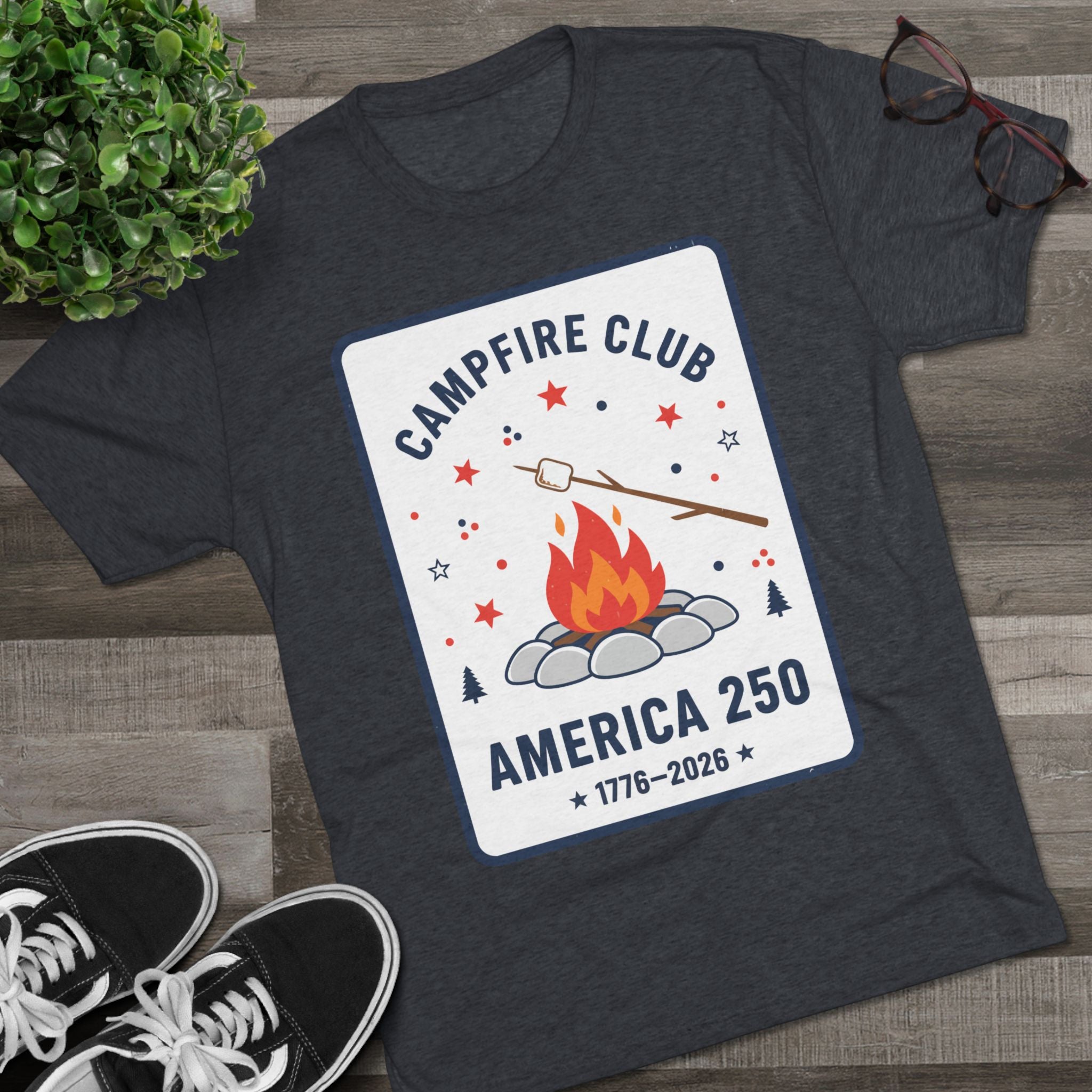 Campfire Club America 250 T‑Shirt — 1776–2026 Patriotic Camping Tee