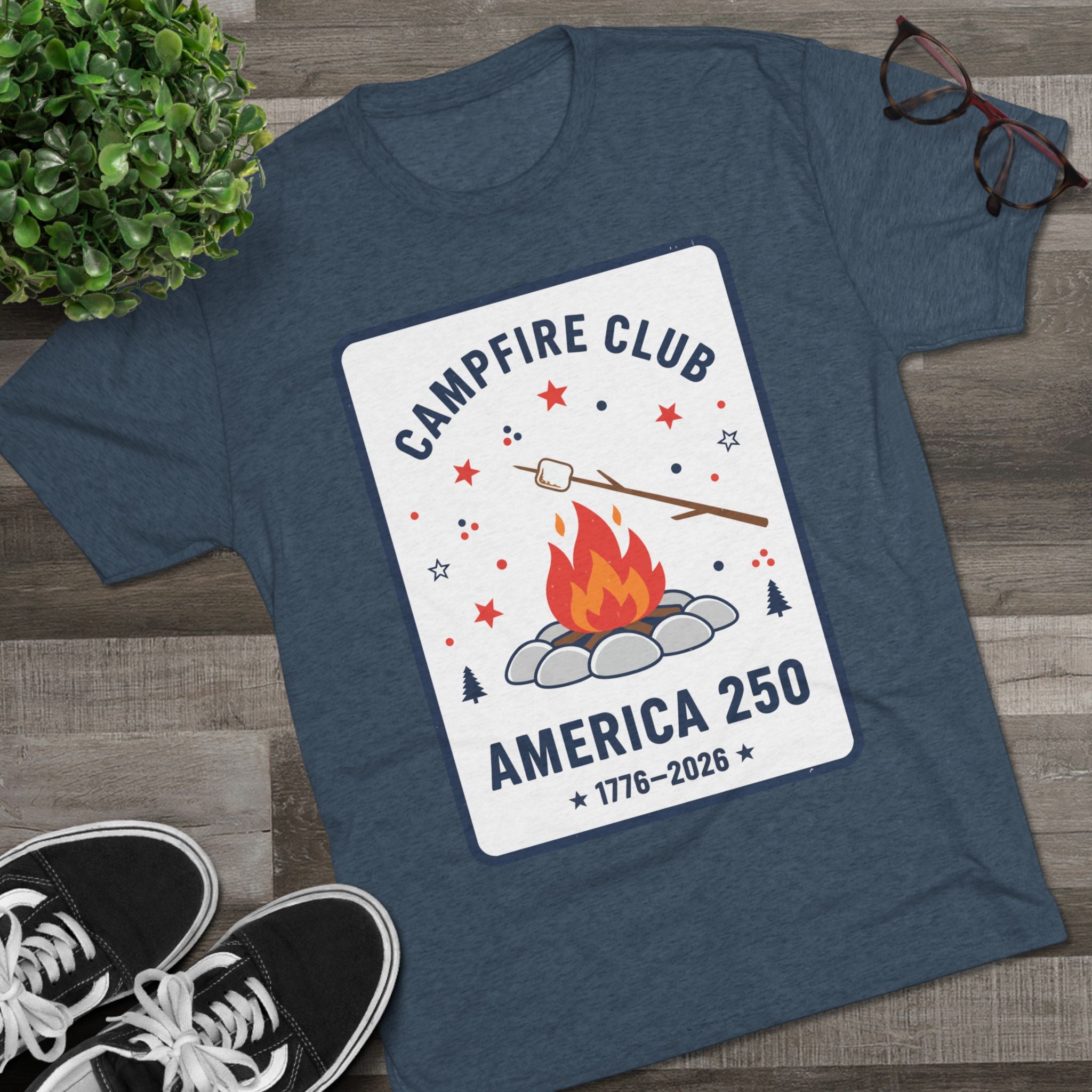 Campfire Club America 250 T‑Shirt — 1776–2026 Patriotic Camping Tee