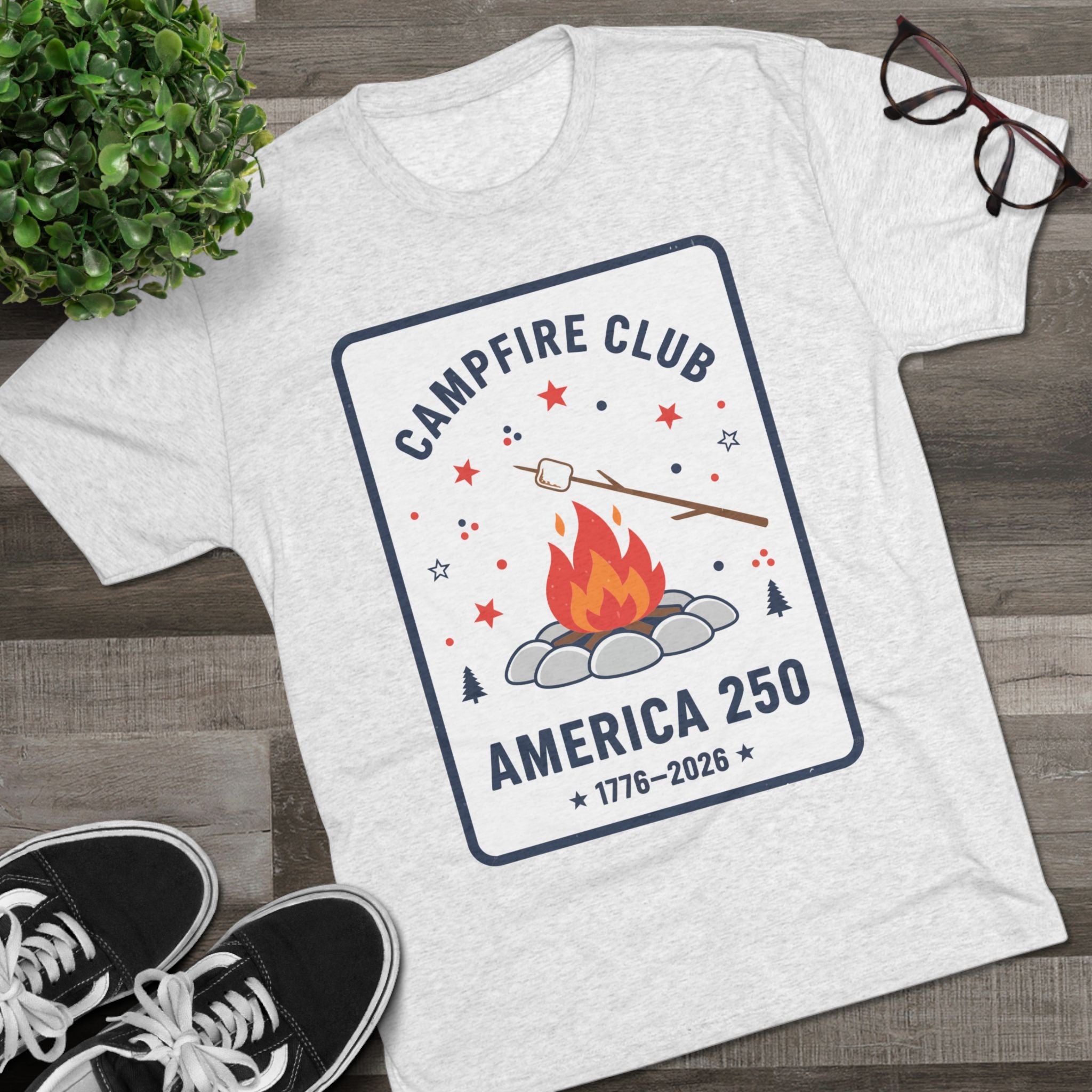 Campfire Club America 250 T‑Shirt — 1776–2026 Patriotic Camping Tee