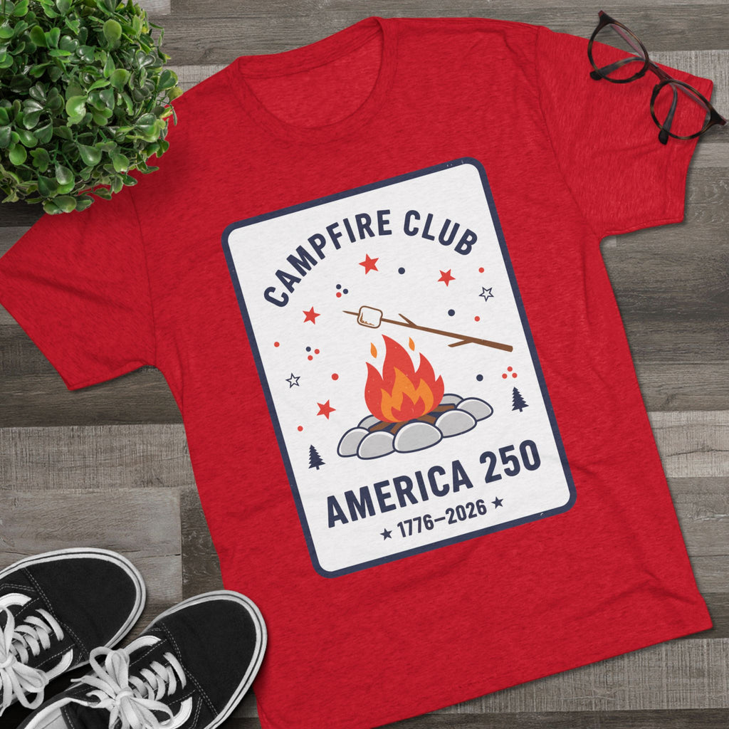 Campfire Club America 250 T‑Shirt — 1776–2026 Patriotic Camping Tee