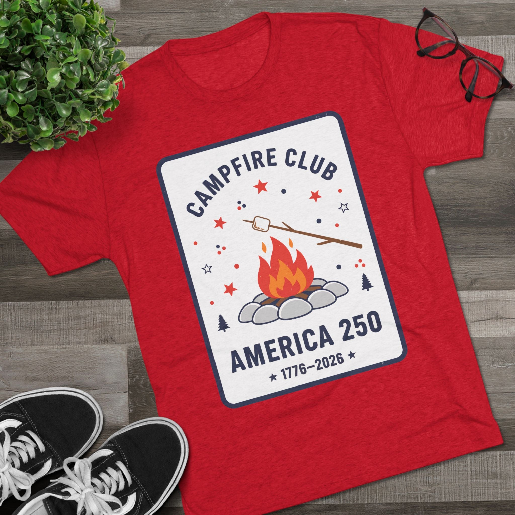 Campfire Club America 250 T‑Shirt — 1776–2026 Patriotic Camping Tee