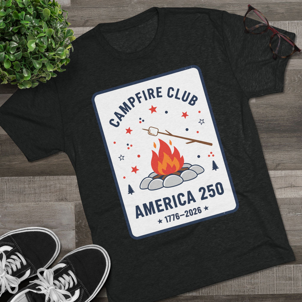 Campfire Club America 250 T‑Shirt — 1776–2026 Patriotic Camping Tee