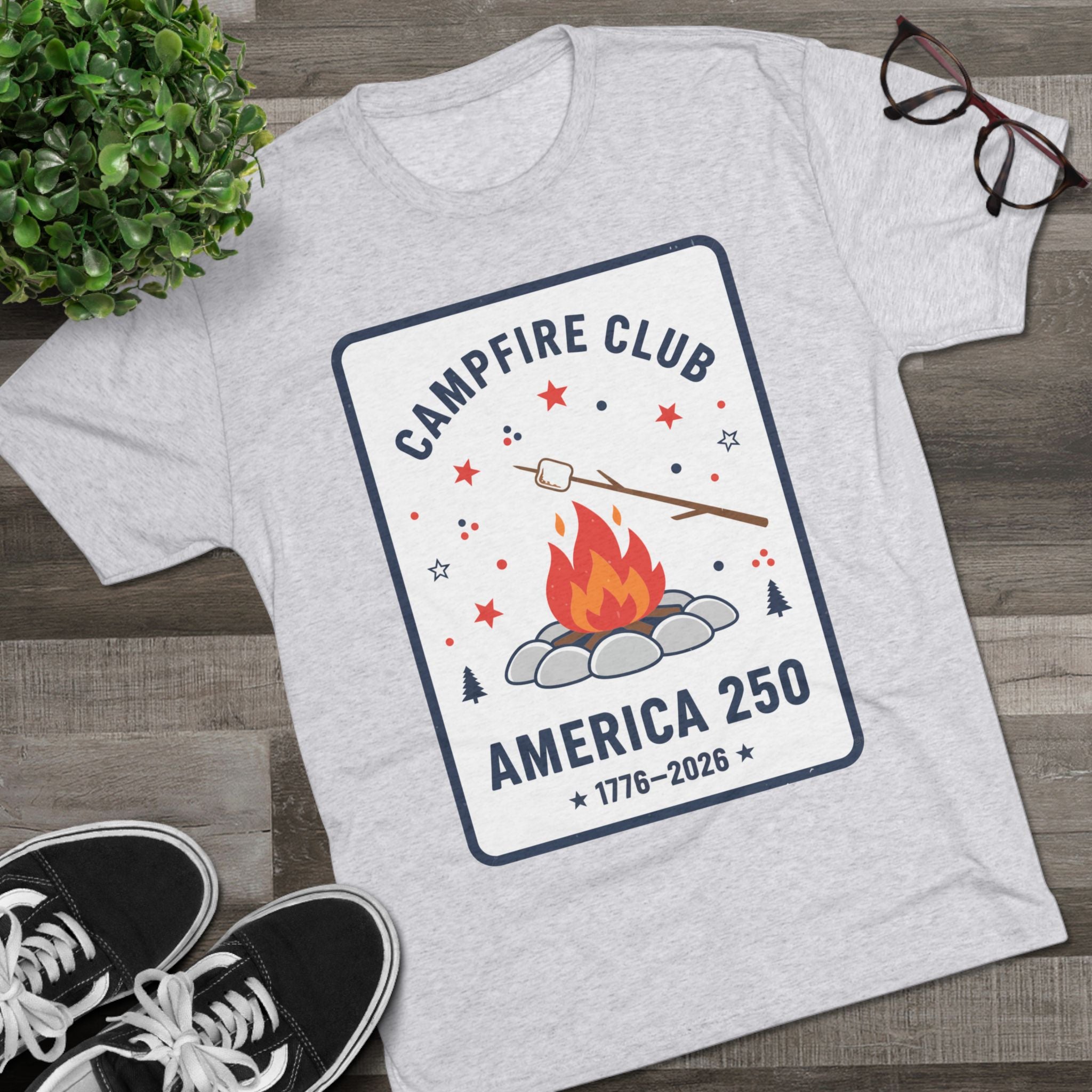 Campfire Club America 250 T‑Shirt — 1776–2026 Patriotic Camping Tee