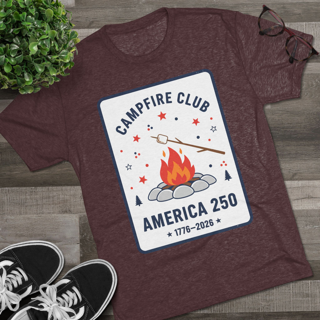 Campfire Club America 250 T‑Shirt — 1776–2026 Patriotic Camping Tee