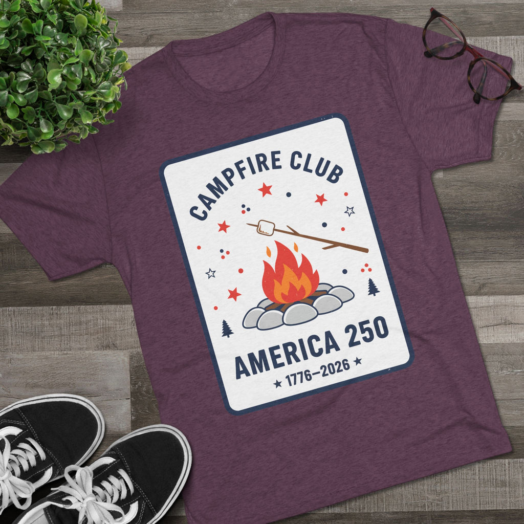 Campfire Club America 250 T‑Shirt — 1776–2026 Patriotic Camping Tee